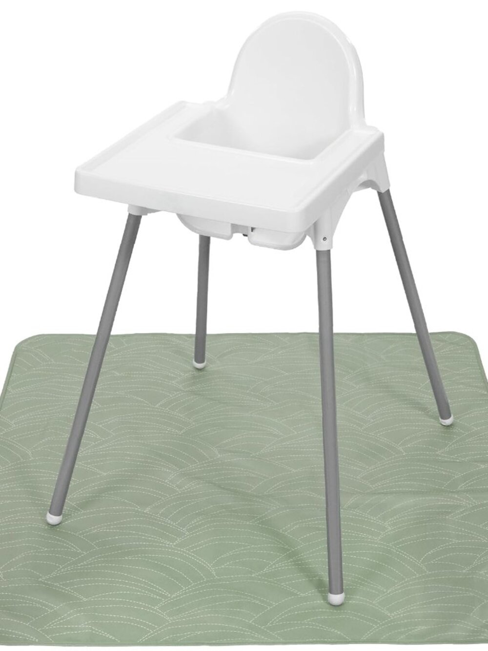 Splat Mat for Under High Chair, 42" x 42", Green Needle Point